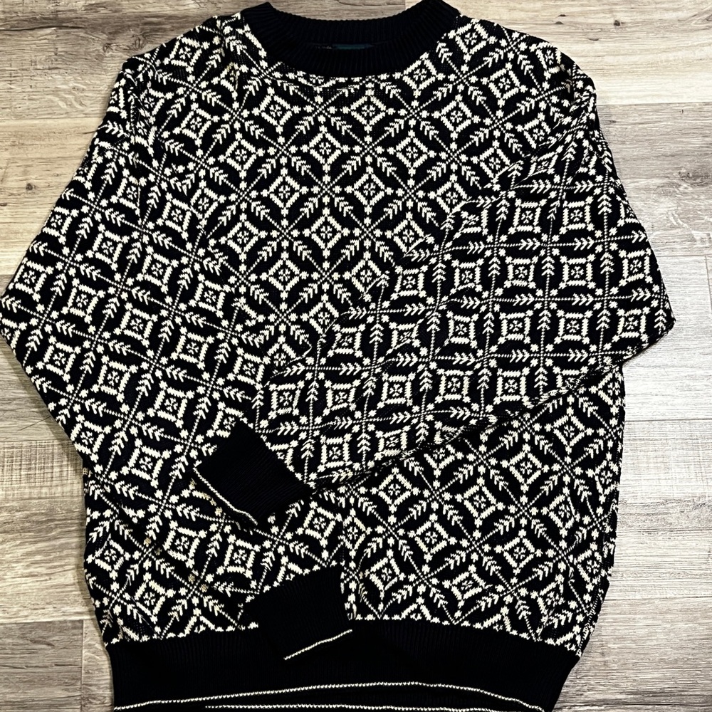 Byford Men's Crewneck Sweater in Navy Blue and White Pattern XL made in USA